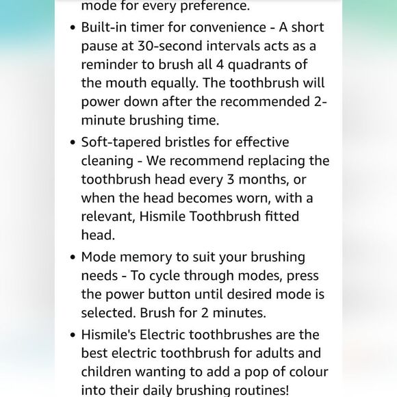 Hismile Rechargable Electric Toothbrush- Pink - Picture 7 of 9